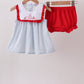 Blue Embroidered Swiss Dot Bloomer Set