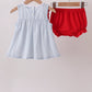 Blue Embroidered Swiss Dot Bloomer Set
