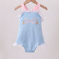 Blue pencil bow embroidery ruffle bubble