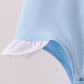 Blue pencil bow embroidery ruffle bubble