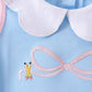 Blue pencil bow embroidery ruffle skorts set
