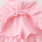 Blue pencil bow embroidery ruffle skorts set