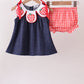 Navy Apple Applique Denim Bloomer Set