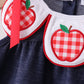 Navy Apple Applique Denim Bloomer Set