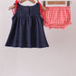 Navy Apple Applique Denim Bloomer Set