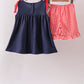 Navy Apple Applique Denim Ruffle Set