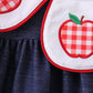 Navy Apple Applique Denim Dress