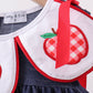 Navy Apple Applique Denim Dress
