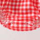 Red Character Plaid Embroidered Bubble