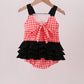 Red Character Plaid Embroidered Bubble