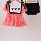 Red Character Plaid Embroidered Bloomer Set