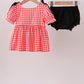 Red Character Plaid Embroidered Bloomer Set