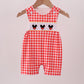 Red Character Plaid Embroidered Jon Jon