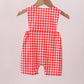 Red Character Plaid Embroidered Jon Jon