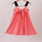 Red Character Plaid Embroidered Dress