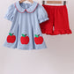 Blue Apple Appliqué Ruffle Set