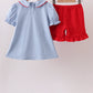 Blue Apple Appliqué Ruffle Set