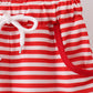 Red Stripe Apple Embroidered Set