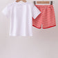 Red Stripe Apple Embroidered Set