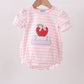 Pink Stripe Apple Book Applique Bubble