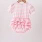 Pink Stripe Apple Book Applique Bubble