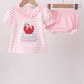 Pink Stripe Apple Book Applique Bubble