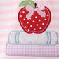 Pink Stripe Apple Book Applique Bubble