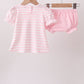 Pink Stripe Apple Book Applique Bubble
