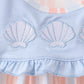 Seashell Stripe Embroidered Dress