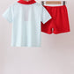 Red Bus Embroidered Set