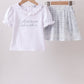 Blue Faith Quote Embroidered Ruffle Shorts Set
