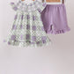 Purple Floral Smocked Bloomer Set