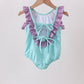Blue under the sea Embroidered UPF Swim One-Piece