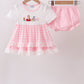 Pink Pencil ABC embroidery gingham bloomer set