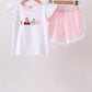 Pink Pencil ABC embroidery gingham ruffle shorts set
