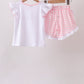 Pink Pencil ABC embroidery gingham ruffle shorts set
