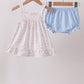 Blue Floral Print Ruffle Bloomer Set