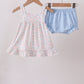 Blue Floral Print Ruffle Bloomer Set