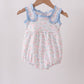 Blue Floral Print Ruffle Bubble