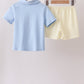 Blue Colorblock Pocket Shorts Set