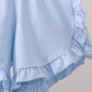 Blue Floral Print Ruffle Shorts Set