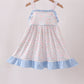 Blue Floral Print Ruffle Dress