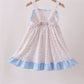 Blue Floral Print Ruffle Dress