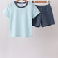 Blue Stripe Shorts Set