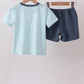 Blue Stripe Shorts Set