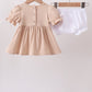 Khaki Puppy Smocked Bloomer Set