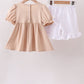 Khaki Puppy Smocked Ruffle Shorts Set