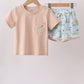 Khaki Puppy Embroidered Shorts Set