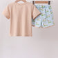Khaki Puppy Embroidered Shorts Set