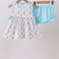 Blue Boots Print Bloomer Set